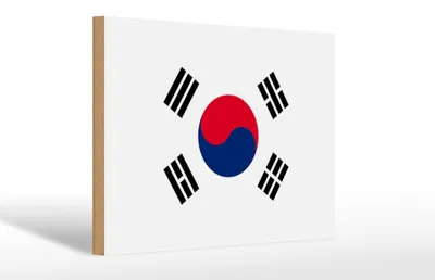 Produktbild von Holzschild Flagge Südkoreas 30x20cm Flag of South Korea