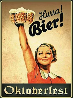 Produktbild von vianmo Holzschild 40x30 cm  Hurra Frau mit Bier