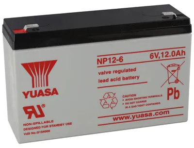 Produktbild von YUASA NP12-6 Akku Blei PB 6 Volt 12Ah mit Faston Steckkontakt 6,3mm breite