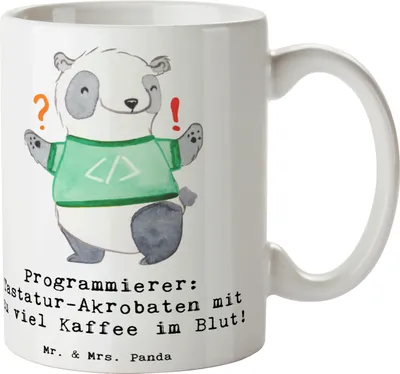 Produktbild von Mr. & Mrs. Panda Kaffeetasse Programmierer Kaffeeheld - Weiß - Geschenk, Programmiersprachen, Pott, Beruf, Berufsalltag, Tastatur, Teetasse, Berufspassion, Berufsliebe