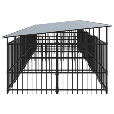 Image de Chenil d'extérieur avec toit pour chiens Acier 15,02 m²