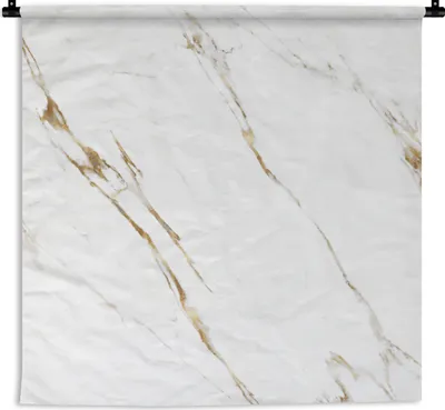 Produktbild von MuchoWow® Wandteppich Wandbehang Marmor - Weiß - Gold 60x60 cm Tapisserie Dekoration Wandtuch - Dekorationen - Wand Decke