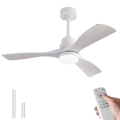 Zdjęcie produktu dla Wentylator sufitowy z oświetleniem i pilotem, średnica 42 cali (106 cm), silnik DC, 6 stopni prędkości, 20W LED, kolor biały