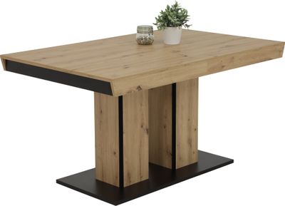 Säulentisch Agnes-Nachbildung Artisan Eiche-Synchronauszug-2 Einlegeplatten-140/220x90cm