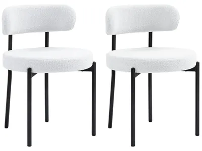 Produktbild von HOMCOM Esszimmerstühle 2er Set Küchenstuhl mit Rückenlehne, Fleeceoptik, Modern
