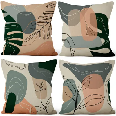 Kissenbezüge Herbstblätter 41x41 cm, Set mit 4, Boho-Stil