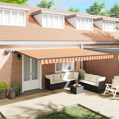 Immagine prodotto di Maison Exclusive - Tenda da sole a braccio estensibile, giallo e arancione, 500 x 300 cm