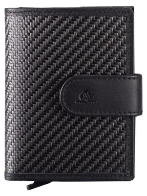 Produktbild von Greenburry Kartenetui Carbon Leder Card-Slider Minibörse Etui für Karten schwarz