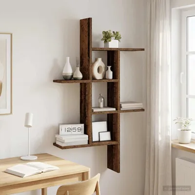 Obrázok produktu pre Maison Exclusive – Nástenná polica z recyklovaného dreva, 61 x 15 x 102 cm, drevotrieska