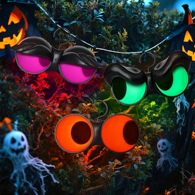 Productafbeelding van Halloween gluurogen - Set van 3 - Knipperend met timer - Binnen en buiten - Op batterijen