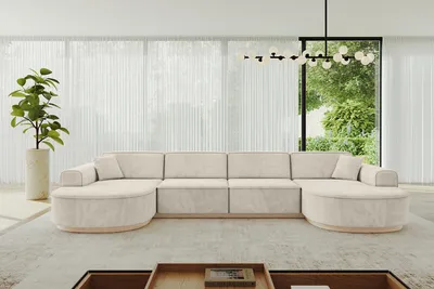 Produktbild von ALTDECOR Ecksofa in U-Form MARI-U2-v1 - 388x171x83 cm Beige - Corner Sofa Bett Eckcouch Couch L-Form Wohnlandschaft Cauchsofa