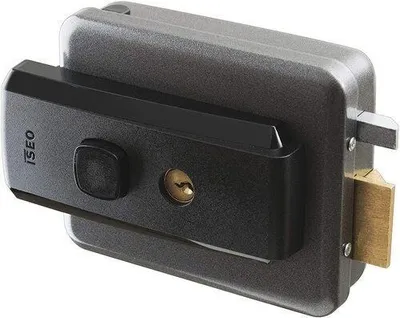 Immagine prodotto di Elettroserratura per cancelli e portoni con entrata regolabile mano reversibile e pulsante ISEO 52N 515