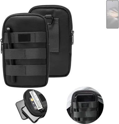Produktbild von K-S-Trade Holster Gürtel Tasche kompatibel mit Huawei Pocket 2 Handy Tasche Schutz Hülle dunkel-grau viele Fächer, 1x