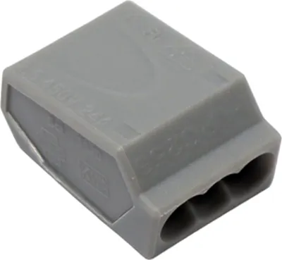 Produktbild von ViD® Schraubenlose Dosenklemme Steckklemme 3 x 2,5 mm², grau (50 Stück / Beutel)