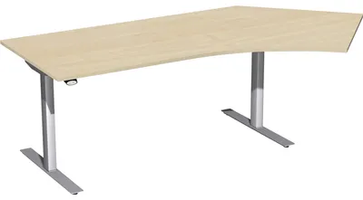 Produktbild von geramöbel Geramöbel Schreibtisch Elektro Flex 2.166 x 650-1.250 x 800/1.130 mm (B x H x T) melaminharzbeschichtet ahorn