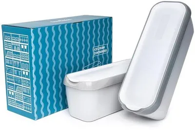 Immagine prodotto di Vaschette per gelato da 1,4 litri - Set di 2 con coperchio - Grigio