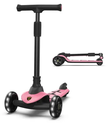 Produktbild von Lamborghini Kinder Roller Scooter ab 3 Jahren bis 50 kg - Tretroller mit 2 Lenkmodi, Leichter Aluminiumrahmen, Leuchträdern, Hinterbremse
