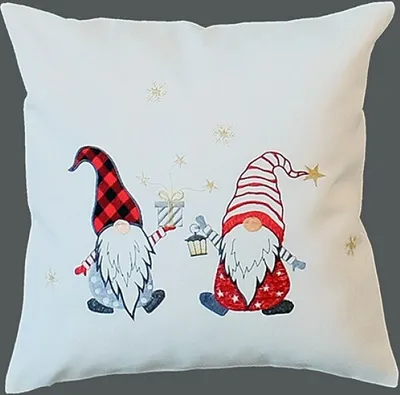 Produktbild von Kissenhülle mit Stickerei Zwei Wichtelmännchen 40 x 40 cm Kissenhülle - wollweiß