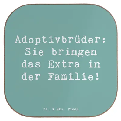 Produktbild von Mr. & Mrs. Panda Untersetzer Glas Spruch Adoptivbrüder Extra - Meeresbrise - Geschenk, Tischschoner, Familie, Coaster, Geburtstage, für Gläser, Bindung, Geschwisterliebe