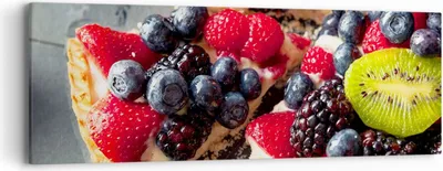 Produktbild von Bild auf Leinwand - Leinwandbild - Kuchen Dessert Obst Erdbeere - 90x30cm - Wand Bild - Wanddeko - Leinwanddruck - Bilder - Kunstdruck - Wanddekoration - Leinwand bilder - Wandkunst - AB90x30-2871