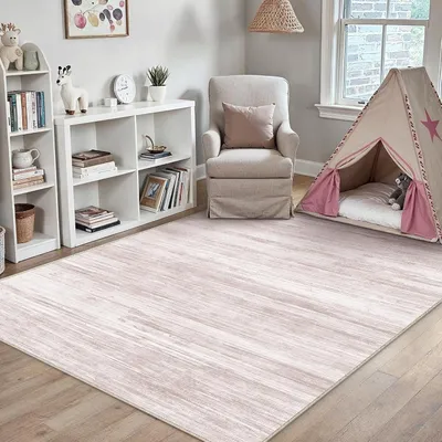 Obrázek produktu pro Koberec, rozměry 120x170 cm, barva růžová, krátký vlas, protiskluzový, lze prát v pračce, vhodný do obývacího pokoje