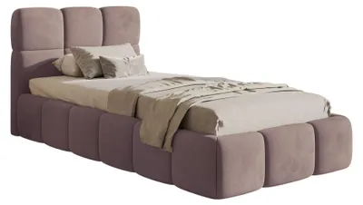 Image de Selsey Cloudy – Lit rembourré 90 x 200 cm, velours rose pâle
