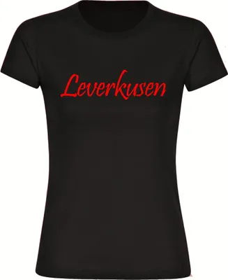 Produktbild von multifanshop Damen T-Shirt - Leverkusen - Schriftzug, schwarz, Größe S