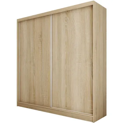 Image de BEAUTYSOFA Armoire MARIO II, 200 cm, chêne Sonoma – Armoire coulissante avec tiroirs, 2 portes, étagères et penderie, armoire sans miroir