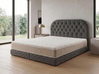 Produktbild von Polsterbett  LEON 4 mit Kopfteil, modernes gepolstertes Bett in 140 x 200 cm Farbe: Grau