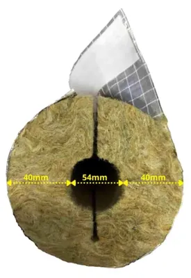Immagine prodotto di Isolamento Tubi in Lana di Roccia con Alluminio, 54mm, Spessore 40mm, 1m