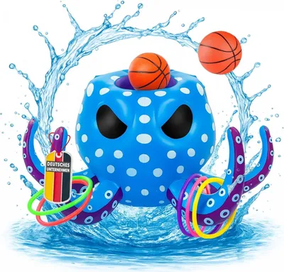 Produktbild von Coemo Wasser Basketballkorb KRAKI Blau mit Wurfringen