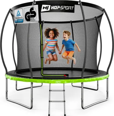 Image de Hop-Sport Trampoline de Jardin pour enfants 305 cm (10ft), Kit complet avec Filet de Sécurité Intérieur, Échelle, Robuste et Stable Max. 150 kg