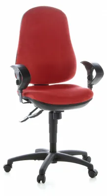 Produktbild von Topstar Profi Bürostuhl ERGO SYDNEY Ergonomischer Schreibtischstuhl mit Armlehnen (höhenverstellbar) Stoff Rot Drehstuhl für Büro, Zuhause