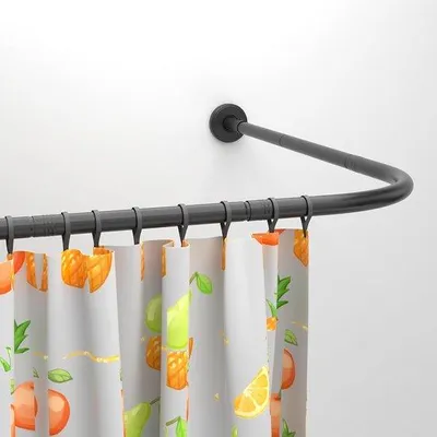 Zdjęcie produktu dla Unyqoos® Regulowana, L-kształtna listwa do zasłon prysznicowych (75–170 cm) – stal nierdzewna, zakrzywiona, z 24 pierścieniami, do łazienki i garderoby, montaż wymaga wiercenia