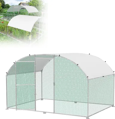 Image de XINZI Poulailler professionnel 3x2m - enclos extérieur en métal avec cadre en acier galvanisé & toit en PE, arceau poulailler pour volailles/petits animaux
