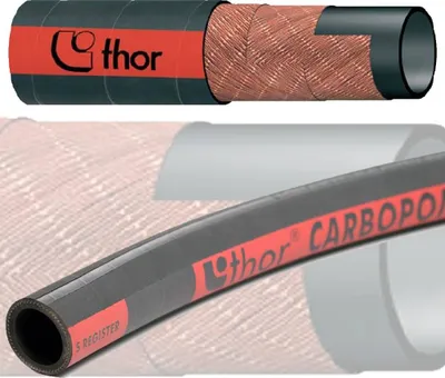 Produktbild von 1m Kraftstoffschlauch Thor Carbopomp Ø50mm aus schwarzem Gummi mit Gewebeeinlage