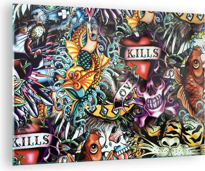 Produktbild von Bilder auf glas - Graffiti modern - 70x50cm - Glasbilder - Wandbilder - Kunstdruck - zum Aufhängen bereit - Wanddekoration aus Glas - Glas Bilder - Wandbild auf Glas - Einteilig - GAA70x50-3759