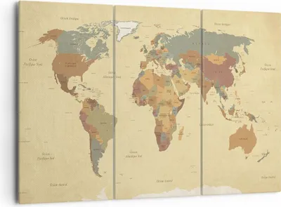 Produktbild von Bild auf Leinwand - Leinwandbild - Karte Welt Land - 165x110cm - Wand Bild - Wanddeko - Wandbilder - Leinwanddruck - Bilder - Kunstdruck - Wanddekoration - Leinwand bilder - Wandkunst - CE165x110-3861