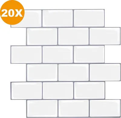 Immagine prodotto di Bolt Edge 3D Piastrelle adesive – Autoadesive – Giunti grigi – 20 pezzi – Per cucina e bagno – Piastrelle da parete, adesivi da parete, 30,5x30,5 cm