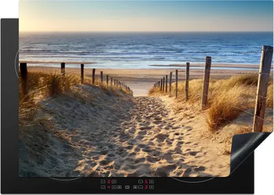 Produktbild von KitchenYeah© Herdabdeckplatte Strand - Meer - Niederlande - Dünen - Sonne , 75x52cm, Küche Deko, Glaskeramikkochfeld Herdabdeckung, Abdeckplatte fùr Kochfeld