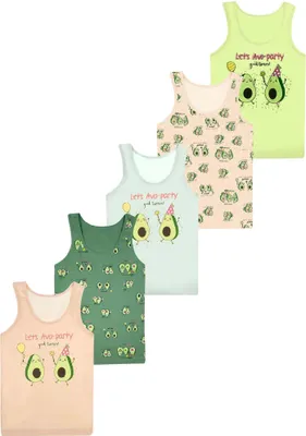 Produktbild von 5er Set Mädchen Unterhemden - Avocado - Bunt