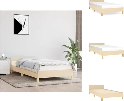 Image de vidaXL Cadre de lit avec tête de lit Crème 90x190 cm Tissu - Lits et Sommiers
