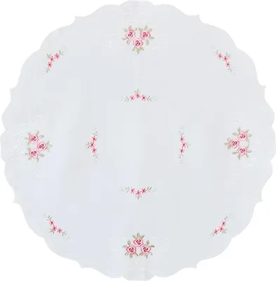 Produktbild von Tischdecke MARGIT rund Stickerei Rosenmotiv Polyester Ø 85 cm