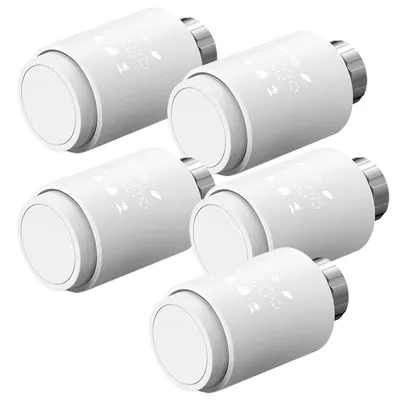 Productafbeelding van 5 St. Smart WiFi-thermostaat voor radiatoren, compatibel met Tuya-app, Alexa en Google, model HT-02Y