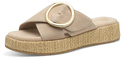 Produktbild von Tamaris Comfort Damen Pantoletten aus Leder mit Klettverschluss, Beige (Beige),