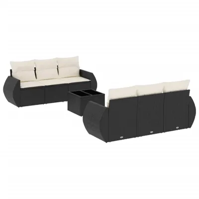 Immagine prodotto di vidaXL Set di divani da giardino 7 pezzi con cuscini in polirattan nero
