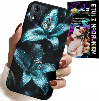 Image de Etui pour Motorola Moto E13 - Etui Turquoise Lilies Flowers + Foil