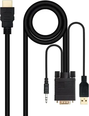 Produktbild von HDMI-zu-VGA-Adapter mit Audio NANOCABLE 10.15.4350 1,8 m Schwarz
