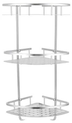 Produktbild von Eck-Duschregal - Duschregal ohne Bohren - Aluminium - 3 Ebenen - Einfache Installation - Nachhaltiges und elegantes Design