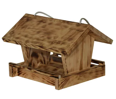 Produktbild von Dehner Natura Premium Wildvogel Futterhaus Linn, Futterstation für Wildvögel, Vogelhaus robust/hängend, inkl. Kordel zum Aufhängen, ca. 27 x 18 x 20.5 cm, aus FSC®-em Kiefernholz, natur